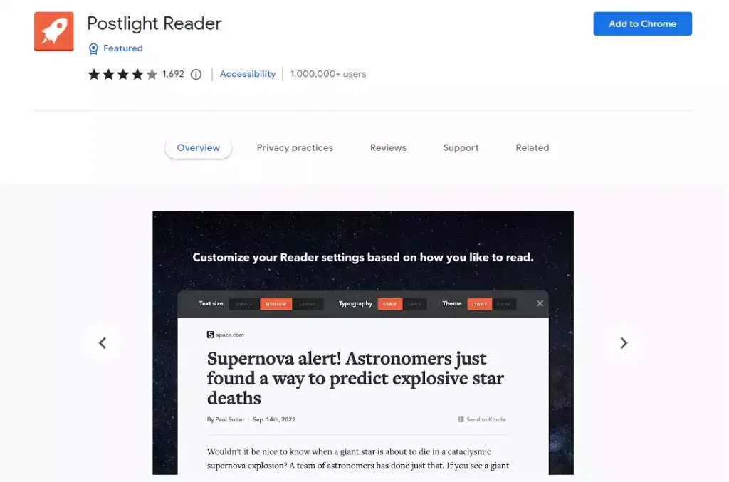 Postlight Reader Chrome extension