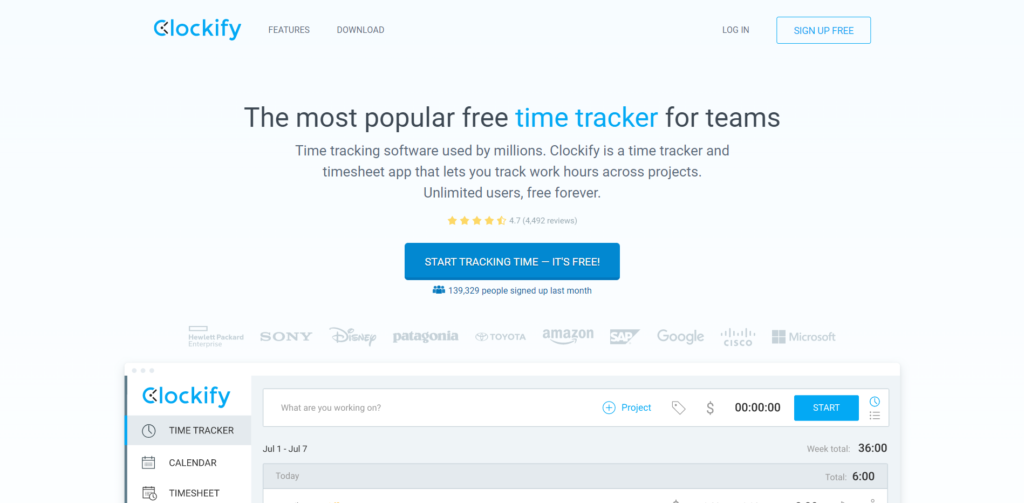 Clockify Best time tracking software